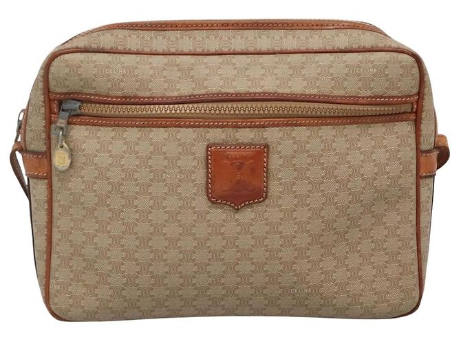Céline Borsa a spalla in tela Macadam CELINE PVC beige oro Auth bs23175 D'oro - vista 13