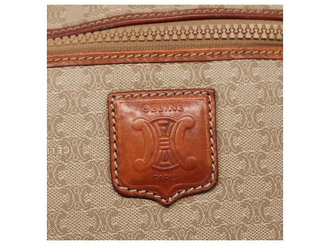 Céline Borsa a spalla in tela Macadam CELINE PVC beige oro Auth bs23175 D'oro - vista 17