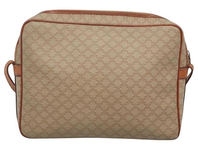 Céline Borsa a spalla in tela Macadam CELINE PVC beige oro Auth bs23175 D'oro - vista 2
