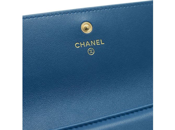Chanel 19 Langer Geldbeutel aus blauer Lammleder - Ansicht 5