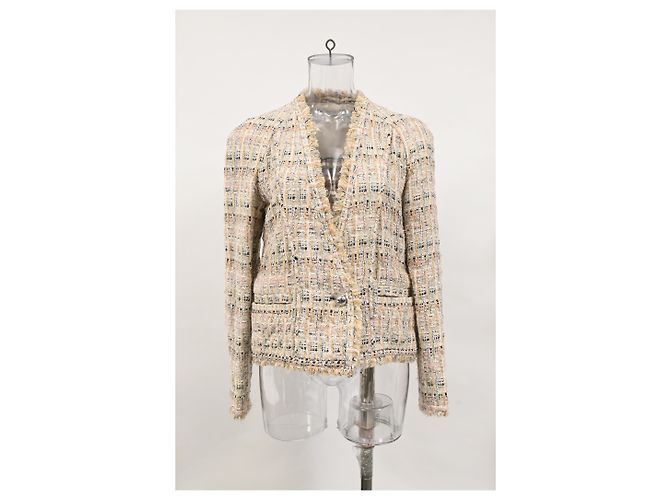 Chaqueta de tweed con bordes deshilachados Iro Shavana en algodón multicolor - vista 6