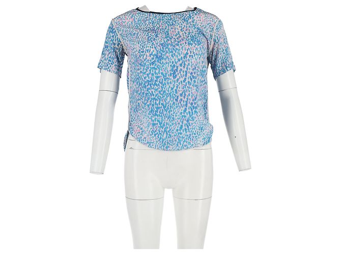 Camiseta de seda azul con estampado de leopardo Sandro - vista 4