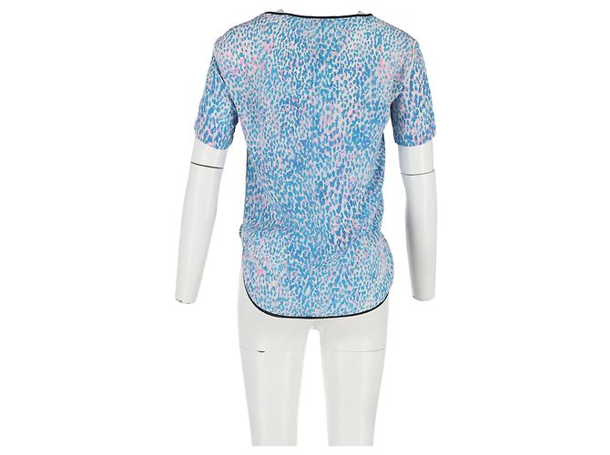 Camiseta de seda azul con estampado de leopardo Sandro - vista 6