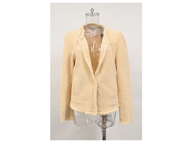 Chaqueta de punto tweed Iro Rosia en algodón beige - vista 6