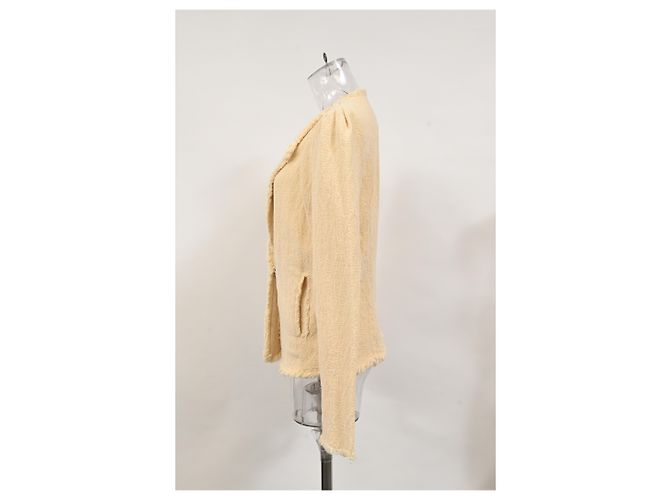 Chaqueta de punto tweed Iro Rosia en algodón beige - vista 7