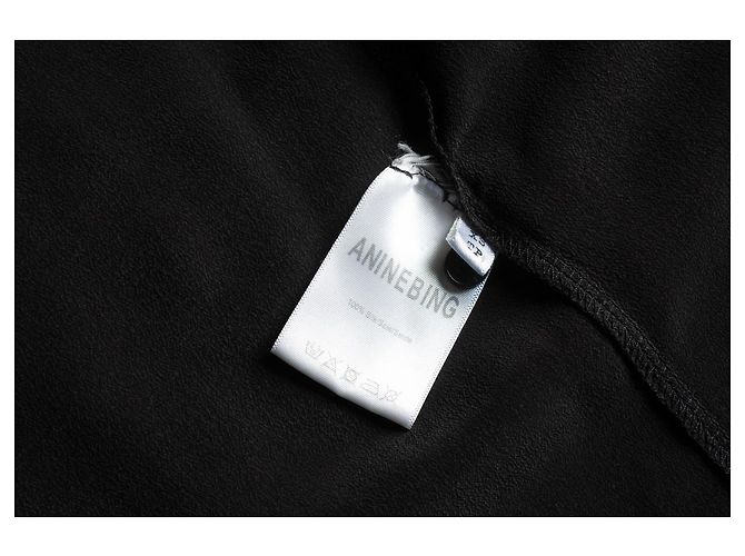 Anine Bing, camicia nera con tasche Nero - vista 5