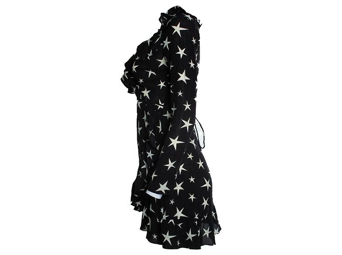 Autre Marque Realisation, Wickelkleid mit schwarz-weißen Sternen - Ansicht 2