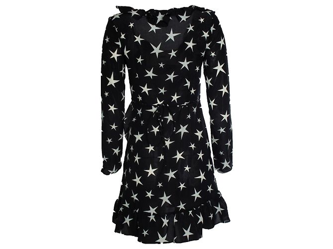 Autre Marque Realisation, Wickelkleid mit schwarz-weißen Sternen - Ansicht 3