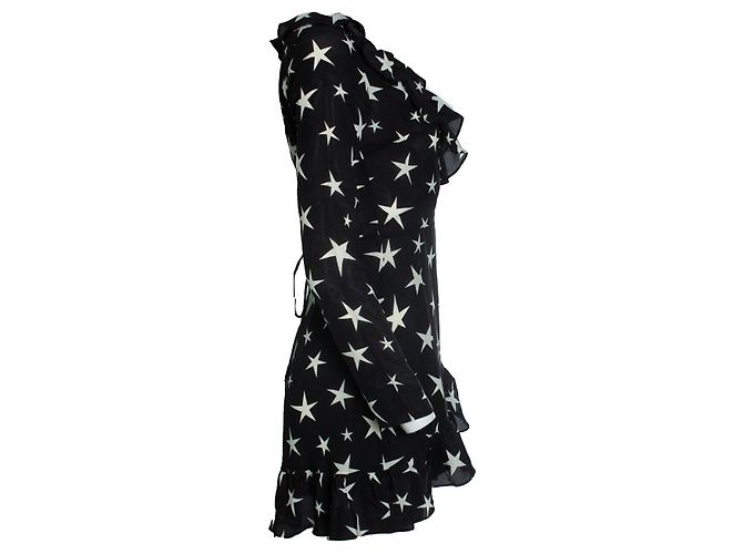 Autre Marque Realisation, Wickelkleid mit schwarz-weißen Sternen - Ansicht 4