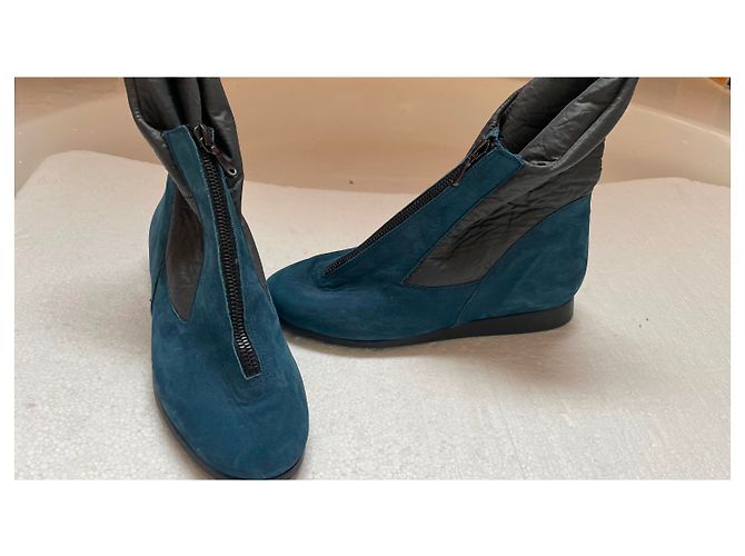 Autre Marque Stivaletti Arche Blu e Grigio in Nubuck e Nylon - vista 4