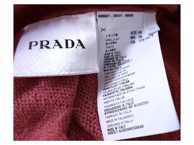 Prada Resort 2016 Mohair-Mix-Pullover mit ausgefranstem Saum Koralle - Ansicht 6
