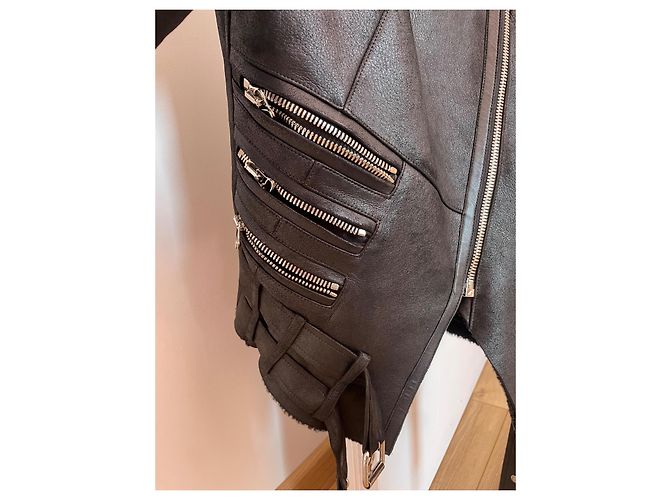 Balmain Black Leather Biker Jacket - view 7