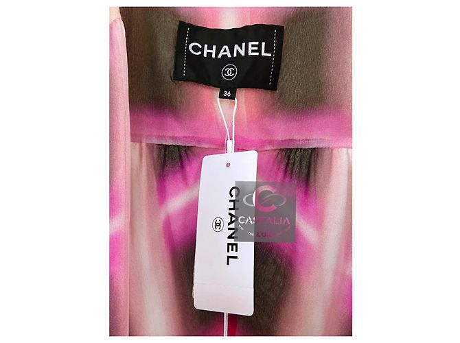 Chanel Werbekampagne CC Logos Seidenjacke Mantel 36 FR Mehrfarben - Ansicht 12