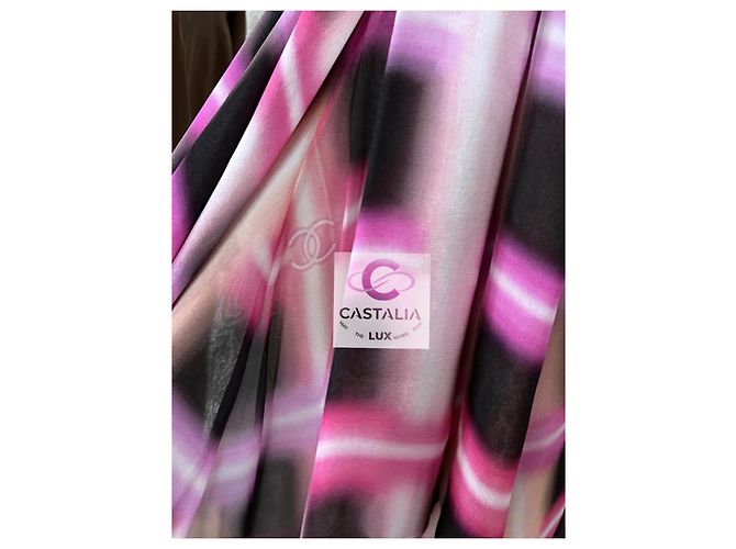 Chanel Werbekampagne CC Logos Seidenjacke Mantel 36 FR Mehrfarben - Ansicht 8
