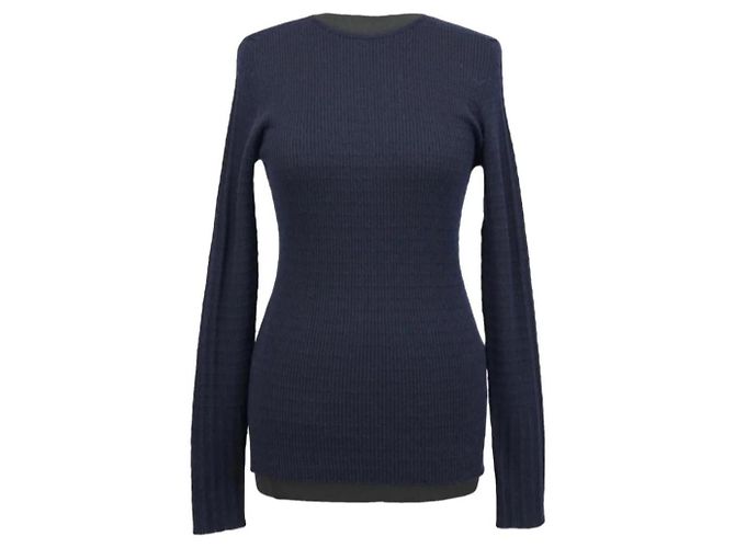 Top Victoria Beckham de lana azul marino con espalda abierta - vista 2