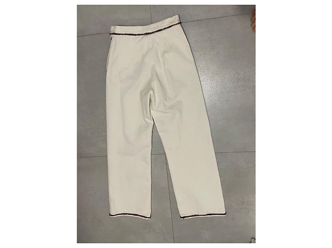 Pantalones Chanel de algodón blanco talla 34 - vista 3