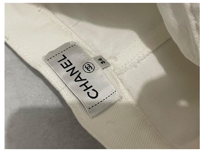 Pantalones Chanel de algodón blanco talla 34 - vista 8