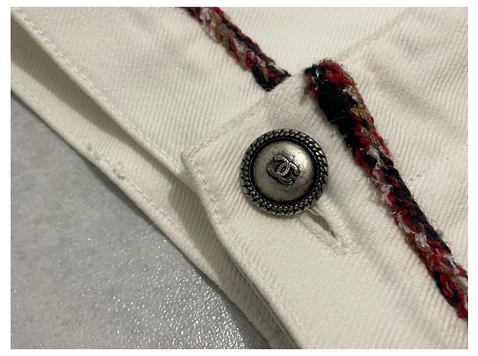 Pantalones Chanel de algodón blanco talla 34 - vista 9