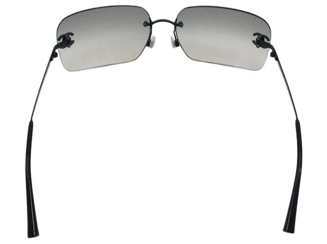 Chanel Sonnenbrille CC Logo mit Strass, grau getönt, randlos schwarz - Ansicht 3