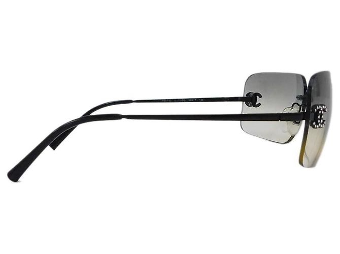 Chanel Sonnenbrille CC Logo mit Strass, grau getönt, randlos schwarz - Ansicht 5