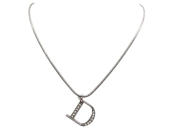 Collana argento con logo D di Christian Dior di John Galliano con strass - vista 2