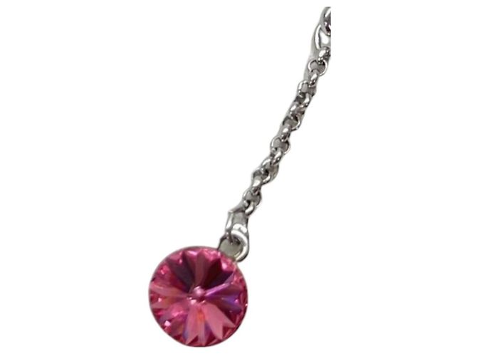 Orecchini pendenti in cristallo di strass rosa rubino rosso argento Christian Dior - vista 4