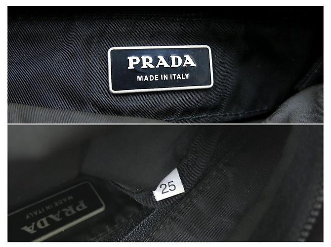 Bolso de hombro de cuero de ternera negro con logo de nylon Prada - vista 10