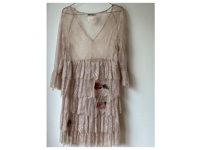 Twin Set Spitzenkleid in Rosa mit Rüschen Pink - Ansicht 7