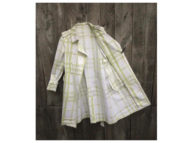 Gabardina Burberry de algodón blanca y verde claro Blanco - vista 4