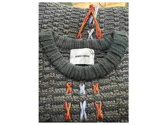 Henrik Vibskov Hang Out Strickpullover Moosgrün Melange Wolle Mehrfarben - Ansicht 4