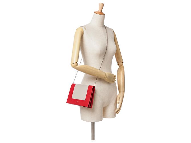 Céline Celine rotes Lederrahmen-Geldbörse mit Kette - Ansicht 9