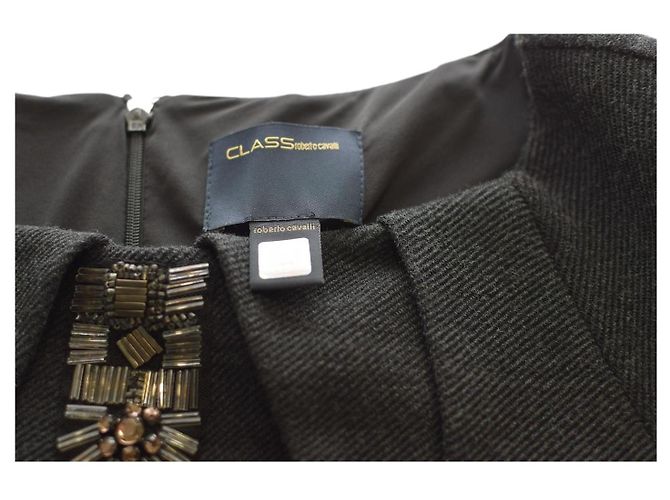 Roberto Cavalli Wollkleid in Anthrazitgrau Cocktailkleid - Ansicht 3