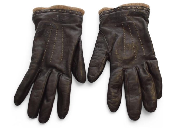 Autre Marque Braune Lammlederhandschuhe mit Cashmere-Futter Größe S - Ansicht 2