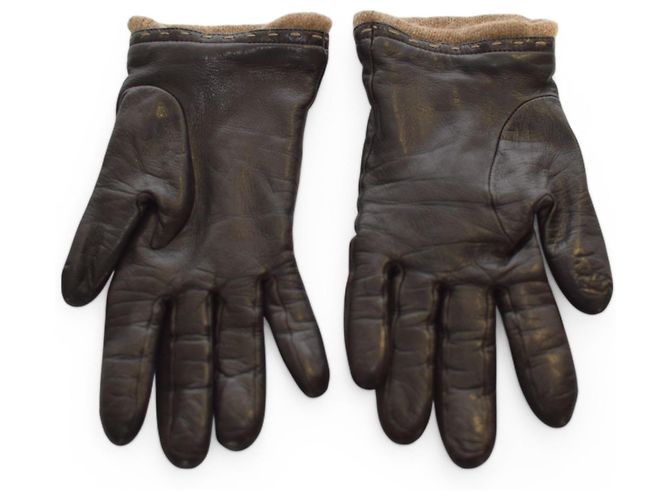 Autre Marque Braune Lammlederhandschuhe mit Cashmere-Futter Größe S - Ansicht 3