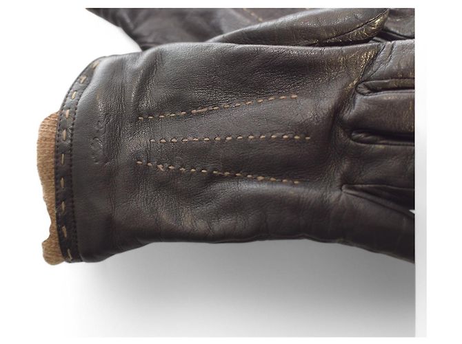 Autre Marque Braune Lammlederhandschuhe mit Cashmere-Futter Größe S - Ansicht 6