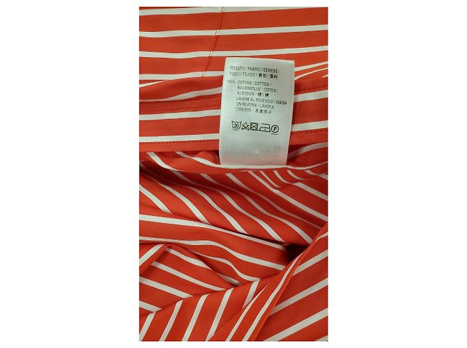 Camicia in cotone rosso con logo ricamato a righe Balenciaga Bordò - vista 14