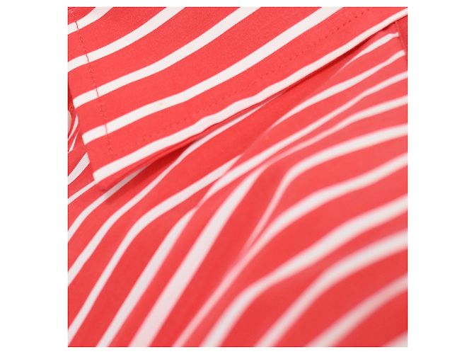 Camicia in cotone rosso con logo ricamato a righe Balenciaga Bordò - vista 6