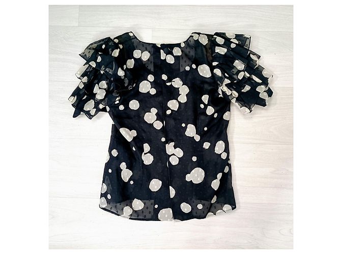 Vintage Givenchy Couture Bluse mit Puffärmeln Schwarz - Ansicht 4