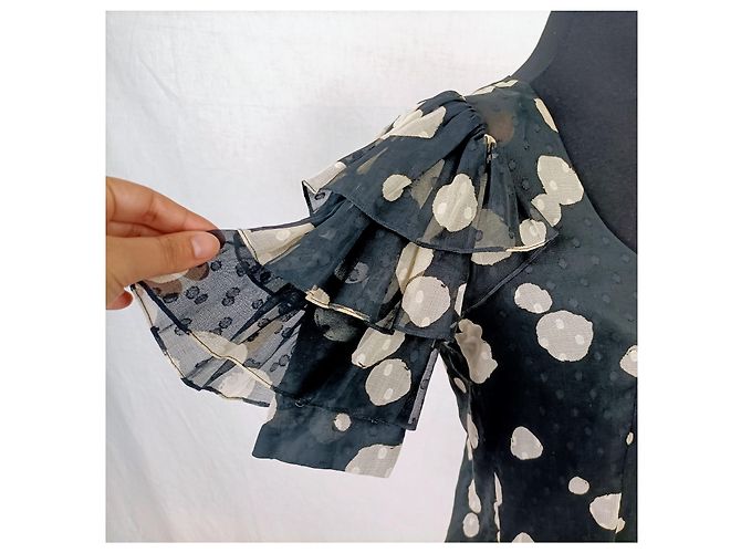 Vintage Givenchy Couture Bluse mit Puffärmeln Schwarz - Ansicht 5