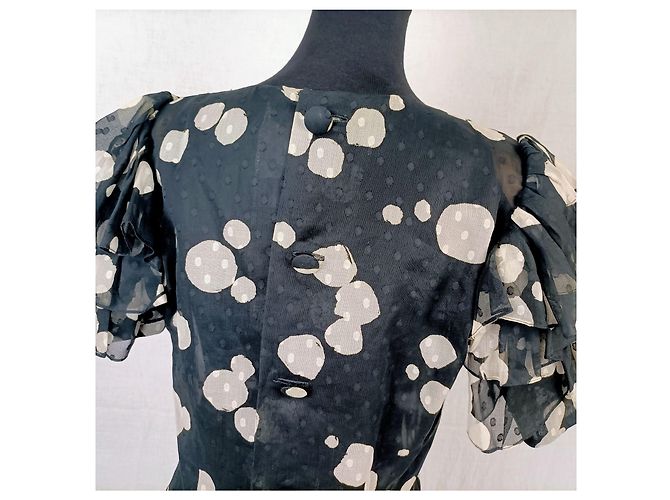 Vintage Givenchy Couture Bluse mit Puffärmeln Schwarz - Ansicht 6
