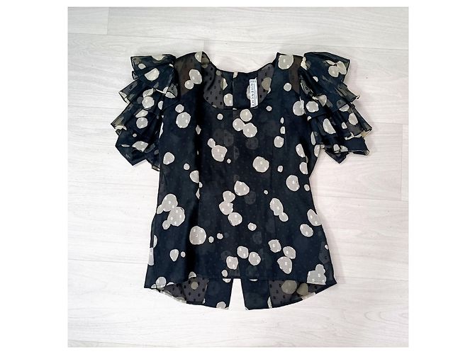 Vintage Givenchy Couture Bluse mit Puffärmeln Schwarz - Ansicht 7