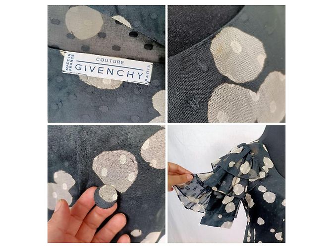 Vintage Givenchy Couture Bluse mit Puffärmeln Schwarz - Ansicht 8