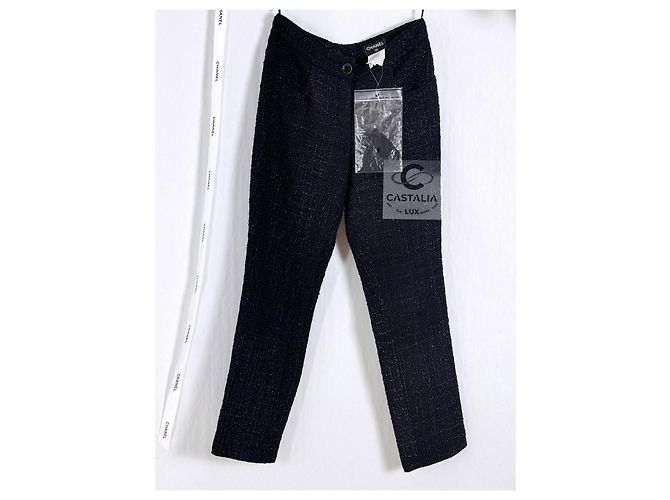Chanel Nouveaux Pantalons en Tweed de Tapis Rouge Violet foncé - vue 2