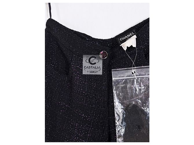 Chanel Nouveaux Pantalons en Tweed de Tapis Rouge Violet foncé - vue 3