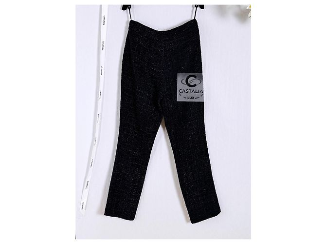 Chanel Nouveaux Pantalons en Tweed de Tapis Rouge Violet foncé - vue 4