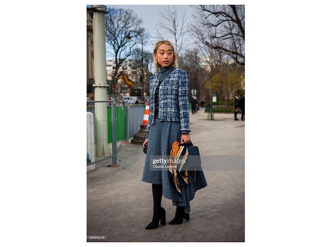 Chanel Falda de tweed Lesage Colección Primavera 2018 Azul - vista 2