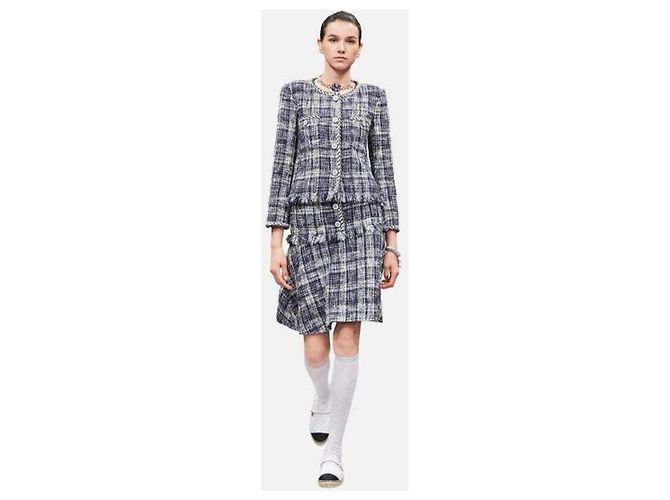 Chanel Falda de tweed Lesage Colección Primavera 2018 Azul - vista 3