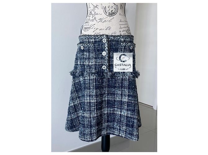 Chanel Falda de tweed Lesage Colección Primavera 2018 Azul - vista 4