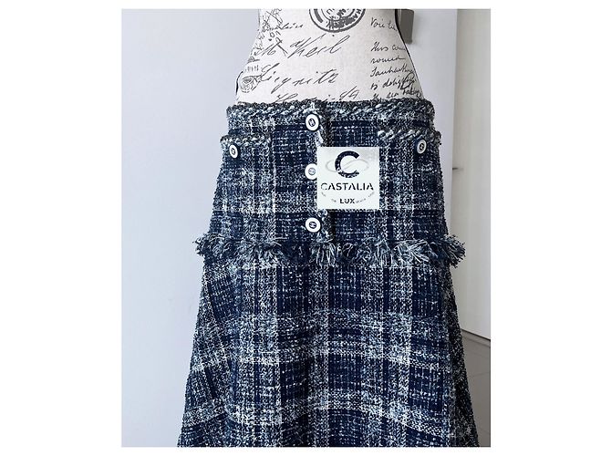 Chanel Falda de tweed Lesage Colección Primavera 2018 Azul - vista 5
