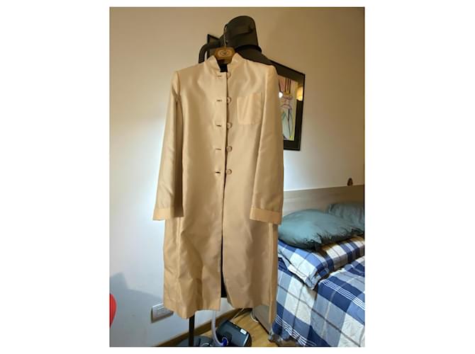 Cappotto Prada in seta e cotone Eggshell Taglia 40 Bianco sporco - vista 2